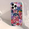 Luxury Ocean Whale Starfish Swimming Phone Case for Xiaomi Redmi Note 13 12 12s 11 10 9 8 7 Pro Plus 4G 5G Feather Texture Cover