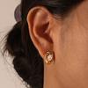 Stainless Steel Oval White Zirconia Stud Earrings,Fashion Versatile Dazzling Circle Earrings with Zirconia,Minimalist Earring