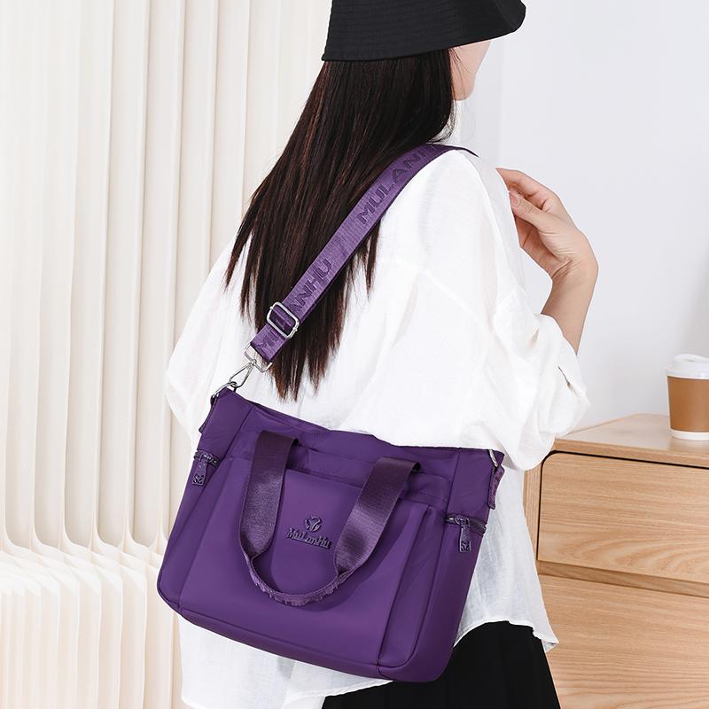 Borsa Tote Versatile in Nylon con Manici in Nastro Tasche con Zip Tracolla Regolabile Borsa a Spalla Casual da Donna per l'Uso Quotidiano