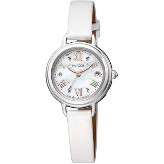Citizen Special Wicca Solar Leather Watch , KL0-511-21 Radio-Controlled Watch, Mother-of-Pearl Dial, Strap, Women's