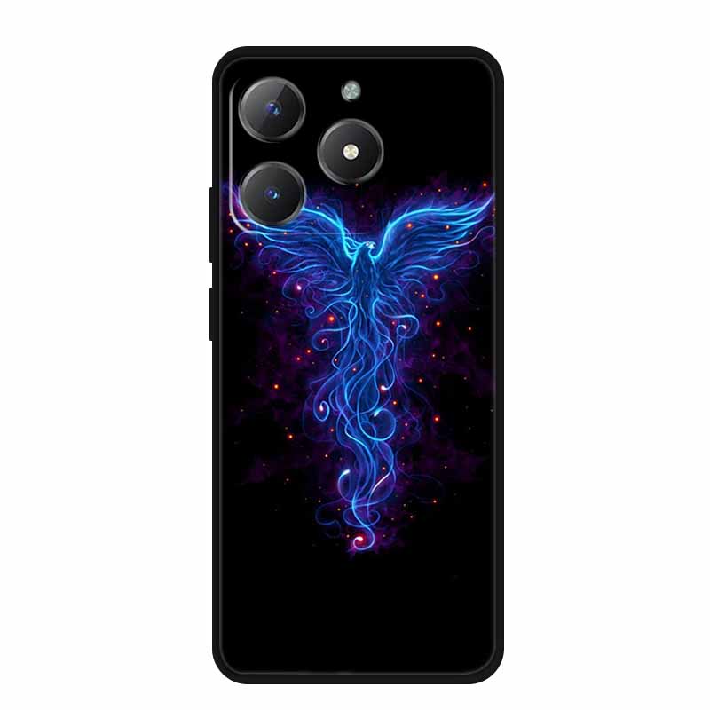 For Realme Narzo N61 Phone Case N 61 Coque Flowers Black Silicone Soft Back Cover For Realme Note 60 Case Note60 Funda Bags Capa