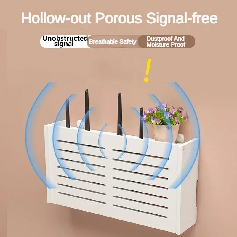 Bezprzewodowy router montowany na ścianie Półka Pudełko do przechowywania WiFi montowane na ścianie Dekoracja ścienna do salonu Uchwyt zasilający Kabel Organizer Pudełko