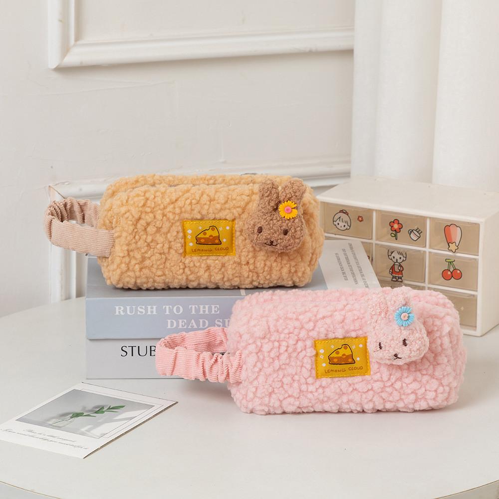 Rabbit Plush Cartoon Pencil Case With Large Storage For Students School Gift