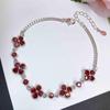 S925 Silver Natural Garnet Bracelet, European & American Style, Perfect for Live Streaming Jewelry & TikTok Dropshipping