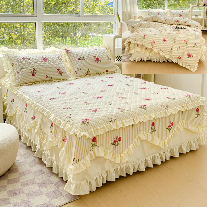 

Хлопковый подзор для кровати, комплект из четырех утолщенных прикроватных покрывал длиной 1,8 м, односпальный матрас, нескользящий защитный чехол, наволочка, нужен заказ 1pc 180X200cm