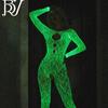 Fluorescent Fishnet Stockings Sexy Bodysuit with Suspenders