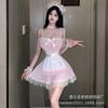 Sexy Lingerie Sweet Pink Little Maid Uniform Seductive Sexy Hollowed-out Suspender Dress Pajamas