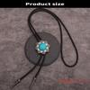Turquoise Bolo Tie for Adult Unisex Vintage PU Leather Necktie Rope Necklace Jewelry Rodeos Tie Formal Event Collar Tie