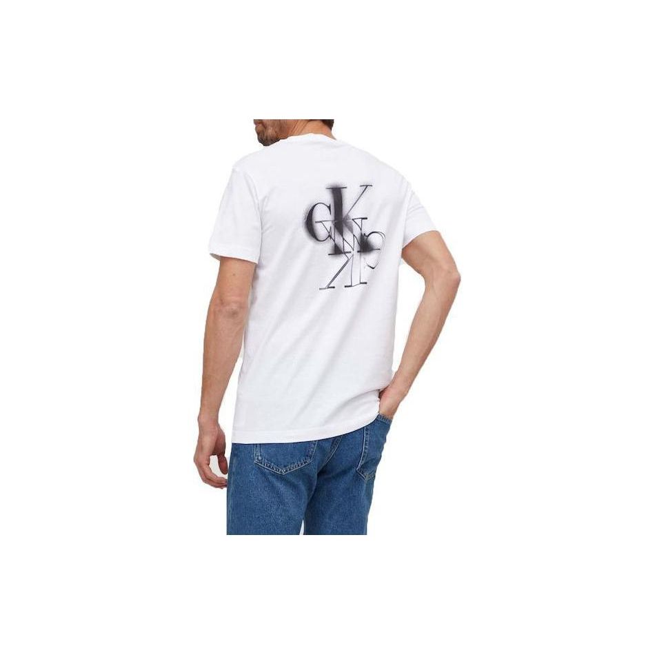 Calvin Klein Letter Logo Print Loose Fit Crew Neck Short Sleeve T-Shirt Men Tops White J30J324646-YAF