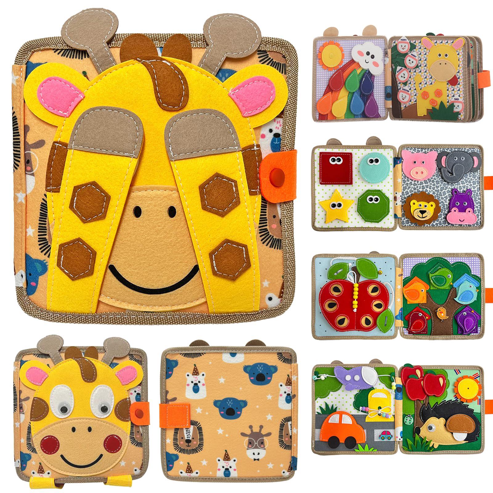 

Cartoon Giraffe Montessori Learning Board Busy Book Educational Toy Gift for Toddlers Interactive Quiet Book A