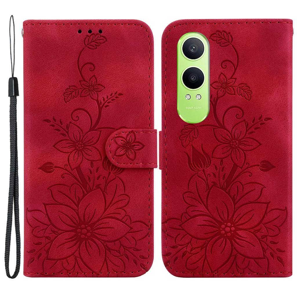 For OnePlus Nord CE4 Lite 5G/Oppo K12x 5G (China) Wallet Case PU Leather Phone Cover Flower Imprinted