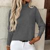 Women's High-Neck Slim-Fit Long-Sleeve Elegant Knit Pullover Top