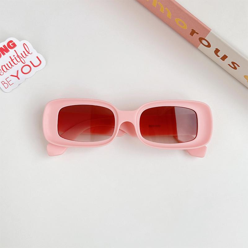 2024 New Children Solid Rectangular Sunken Sunglasses Girls Boys Fashion Outdoor UV400 Protection Sunglasses Kids Sunglasses розовый