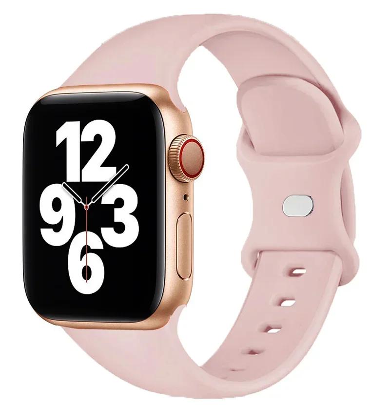 Silicone Strap For Apple Watch Band 44mm 40mm 45mm 41mm 42-38mm Sport Wrist Bracelet Iwatch Series 8 7 Se 3 4 5 6 9 Ultra 2 49mm