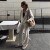 Women's Relaxed Fit Two-piece Outfit Set Long Sleeve Zip Knit Cardigan High Waist Wide Leg Pants Casual Knit Co-ord Set