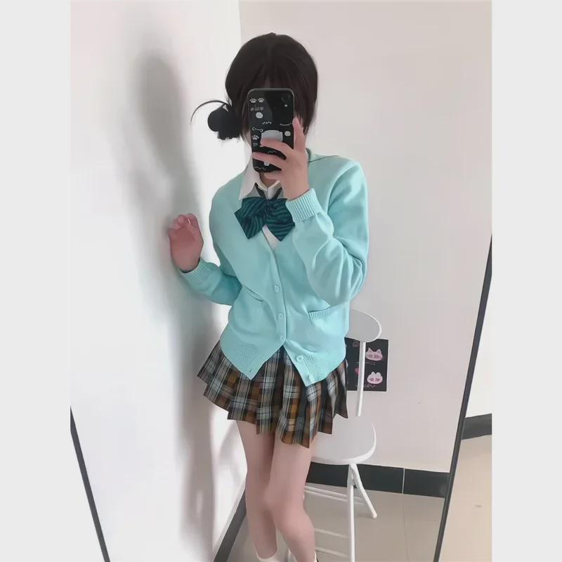 Kawashima Original japanischer Strickcardigan im College-Stil – einfarbige Pulloverjacke für Herbst/Winter