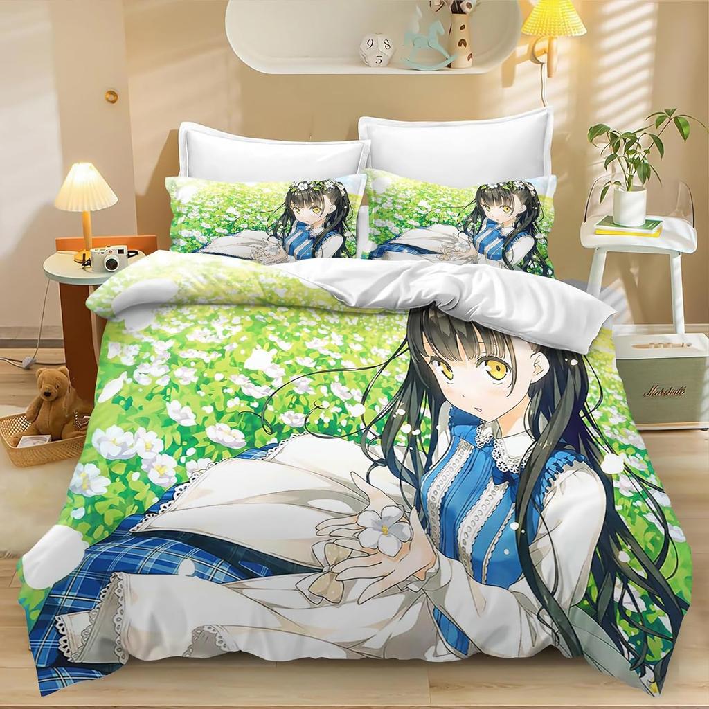 Japanese Anime Girls Cover Set Bedding Comforter Sets,3D Children'S Bedding Set,3D Printed Duvet Cover Microfiber Bedroom Decor
