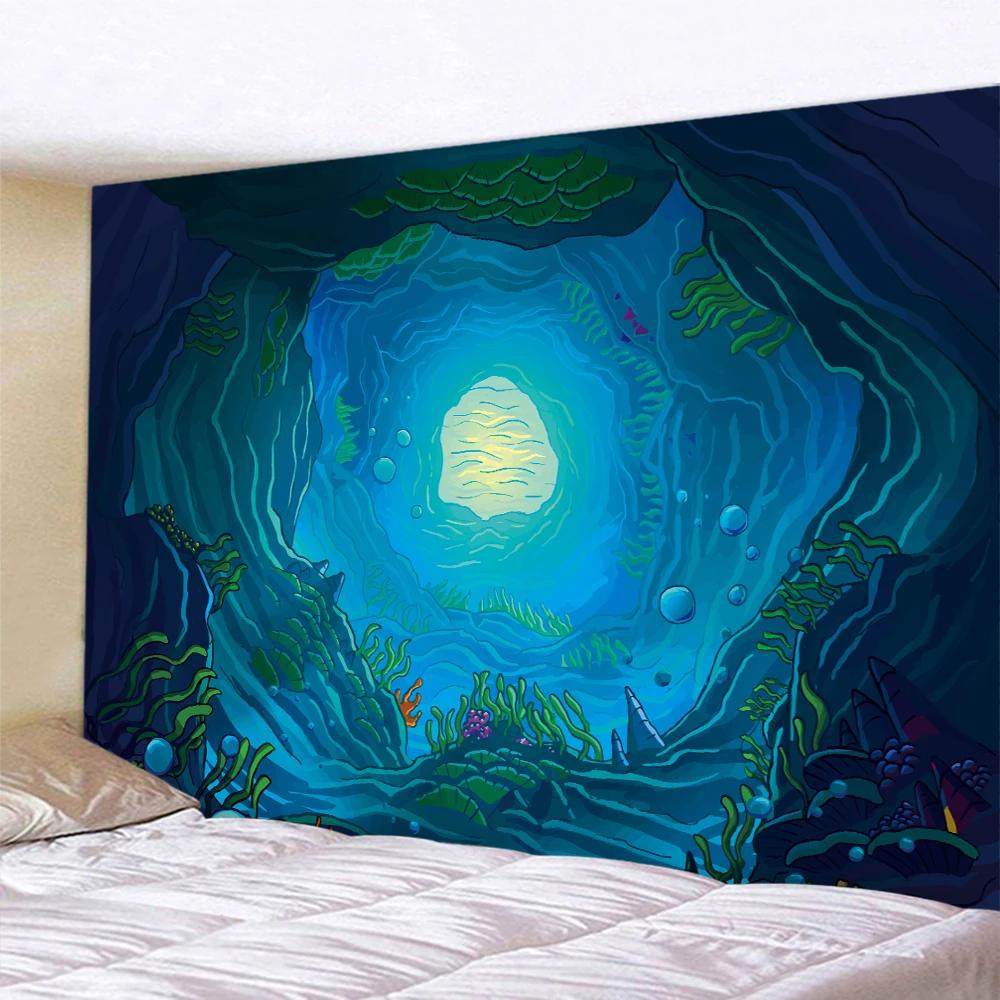 

Грибная психоделическая сцена для украшения дома, художественный гобелен, фоновая ткань для коврика для йоги в стиле «Богемия» 100x75cm