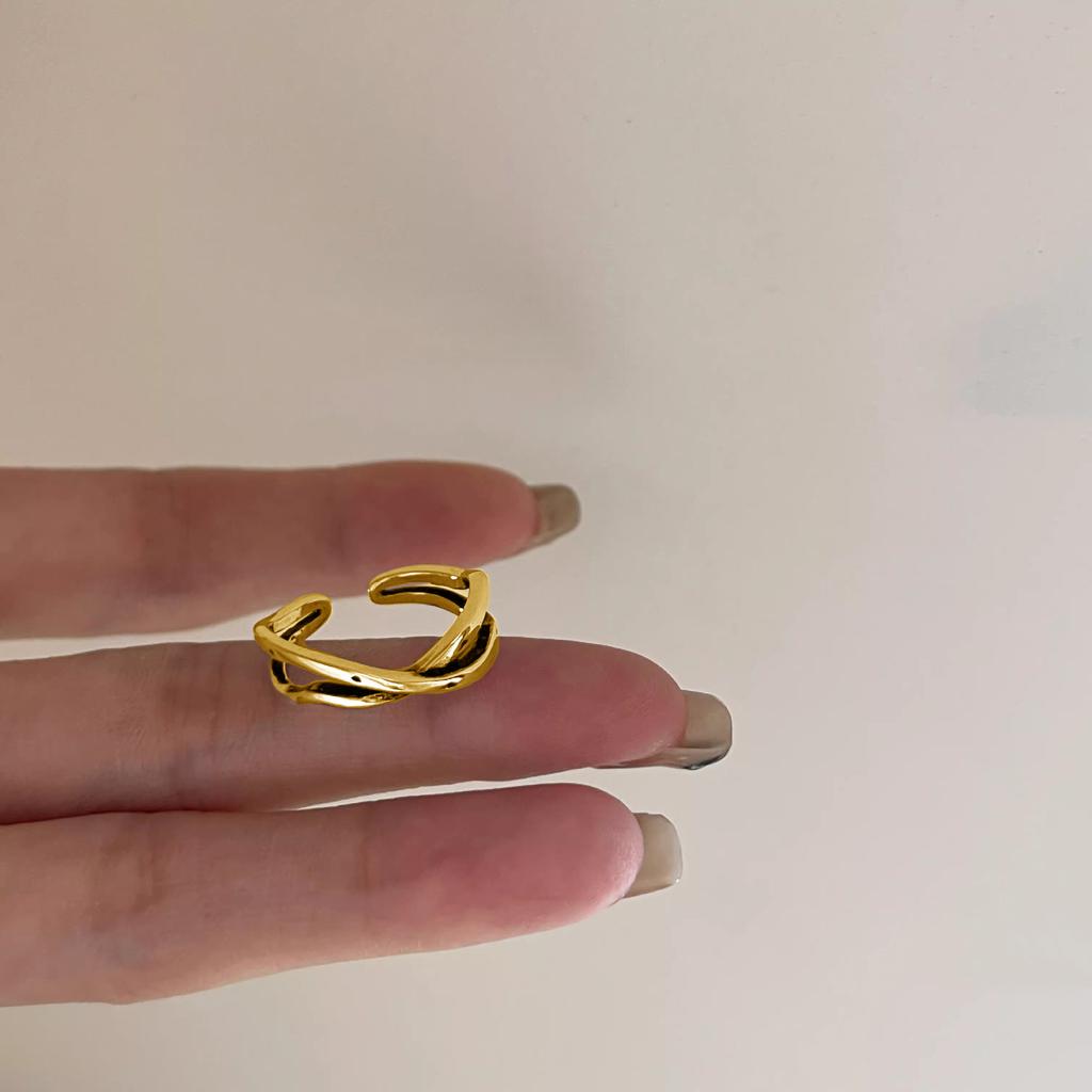 Lukewarm Wind Irregular Lines Cross Winding X Ring Female Index Finger Light Luxury Fashion Simple Multi-layer Ins Tide Elegant Simple Women Rings