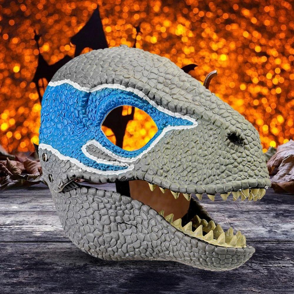 Open Mouth Halloween Dinosaur Mask Cosplay Props Raptor Dino Mask Lifelike Dragon Headwear  Gifts
