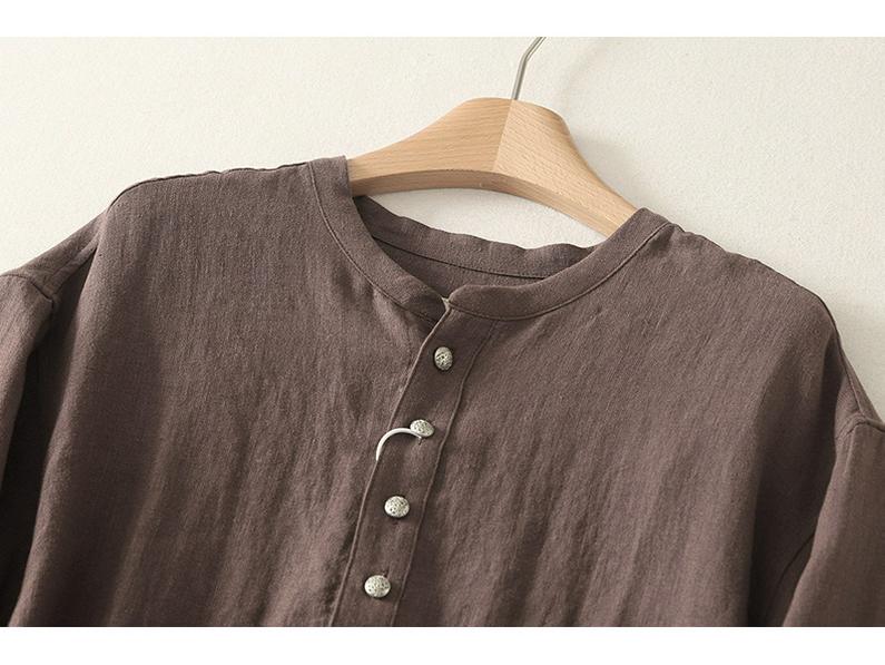 Retro Silver Buckle Zen Style White Linen Sun Protection Jacket