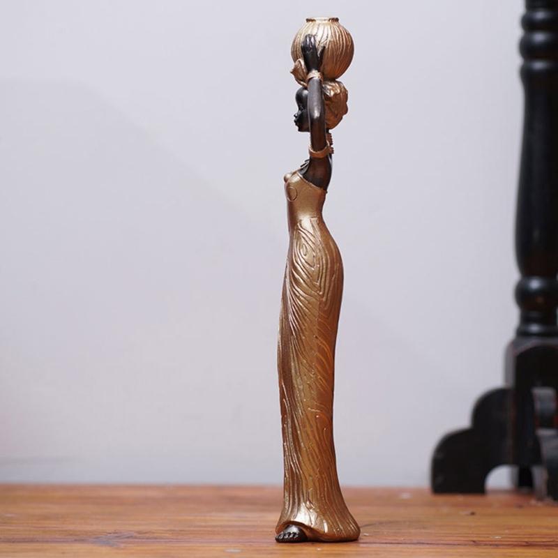 Statua Africana Escotica Tribale Donna Sculture Donne Africane Statuetta per Casa Ufficio Camera da Letto Decorazione Figura in Resina