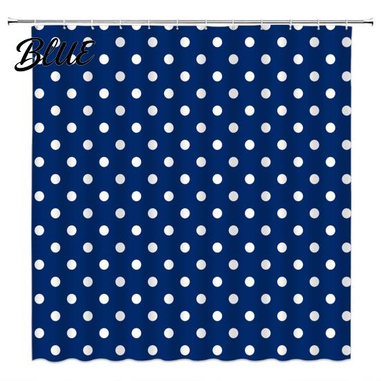 Standard Size Shower Fabric Bathroom Dot with Curtain Curtains Polka Hooks Waterproof Curtain Retro Bath Modern Decoration Accessories for