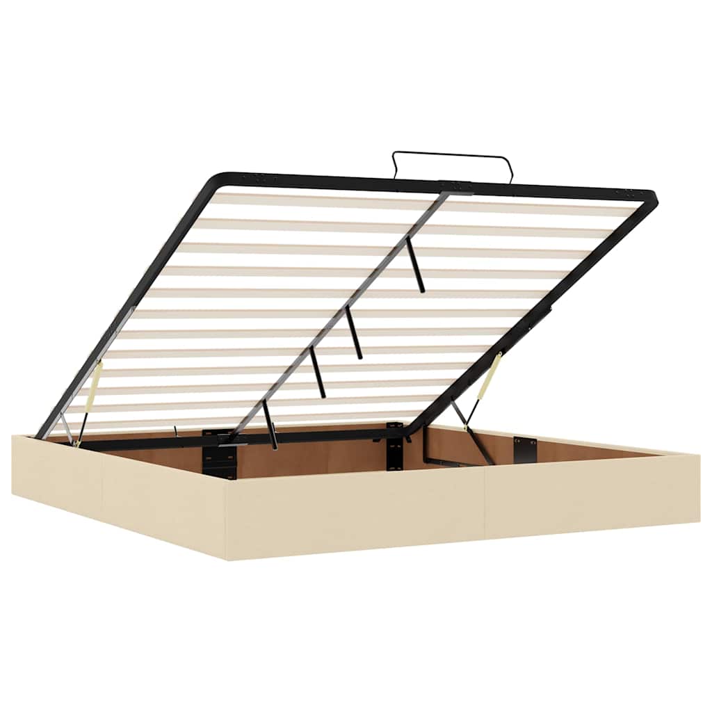 Enjoy Restful Nights with This Ottoman Bed with Mattress and LEDs In Cream Color 160x200 Cm Fabric