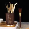 Wooden Tea Tools Set With Brass Accents Chinese Gongfu Accessories Puer Ceremony