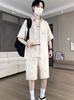 Ice Silk Men's Floral Short Sleeve Shirt & Shorts Summer Set 2026: Trendy, Loose, Handsome Fit
