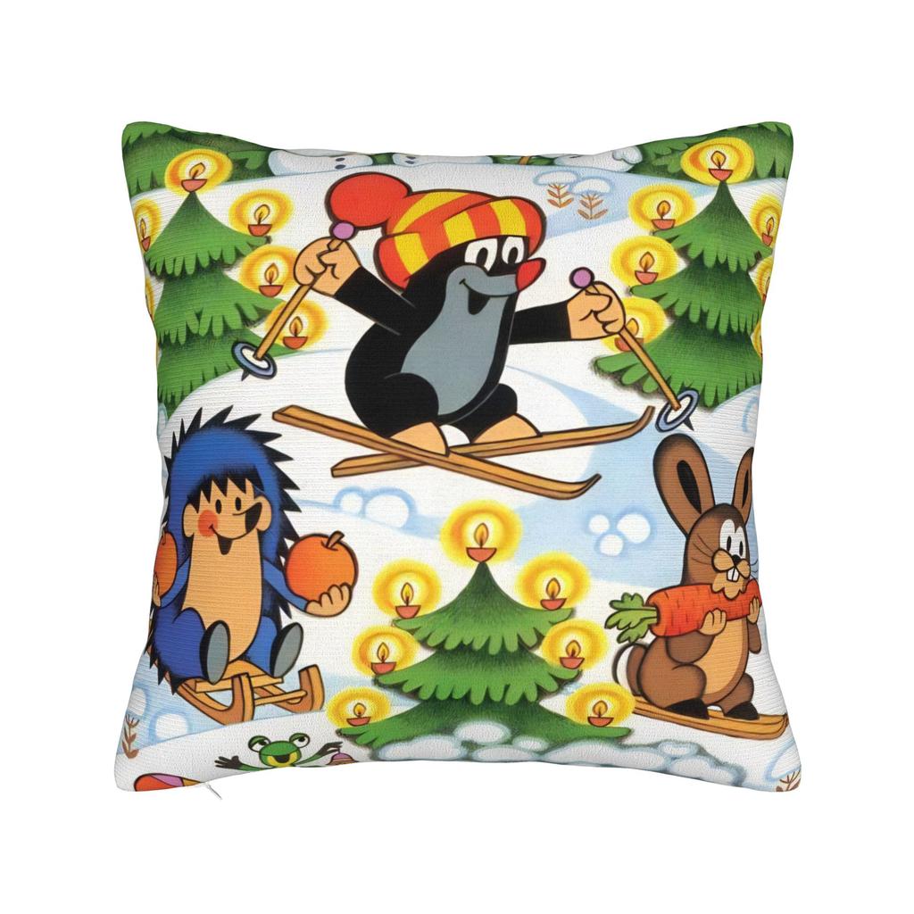 Maulwurf Krtek Kleiner Maulwurf Cartoon Kissenbezug Weiche Polyester Kissenhülle Dekorative Kissenhülle Sitzbezug mit Reißverschluss 45*45cm