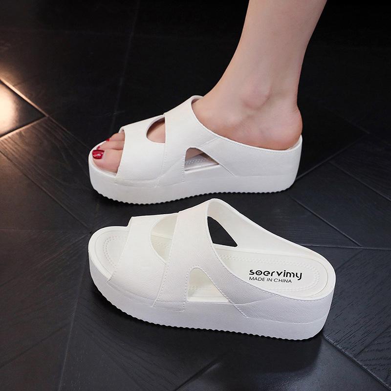 Damen Keilabsatz Slipper Sandalen - Sommermode, Dicke Rutschfeste Sohle