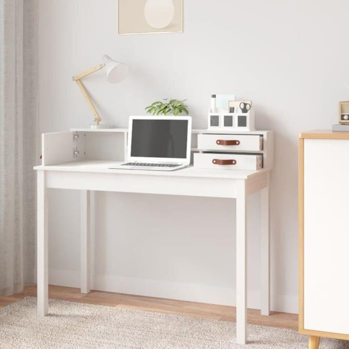 VidaXL Bureau Blanc 110x50x93 cm Bois massif de pin 823530