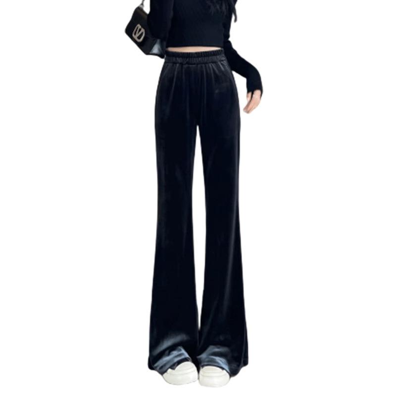 Golden Velvet Wide-leg Pants Women's Spring and Autumn Models New Thin and Drape Flared Pants Small Micro-pull Velvet Pants