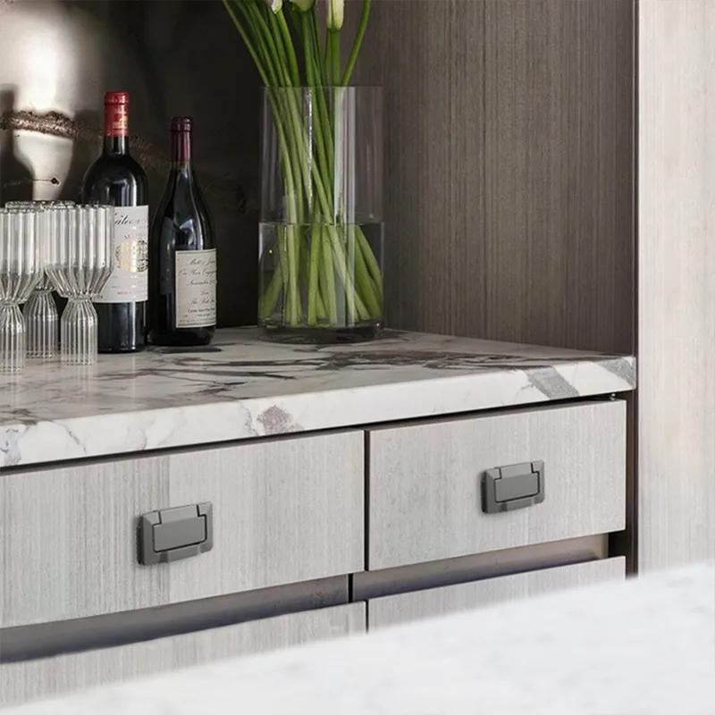 Drawer Cabinet Door Flat Concealed Handle Free Punching Invisible Handle TV Cabinet  Door Handle Dedside Table