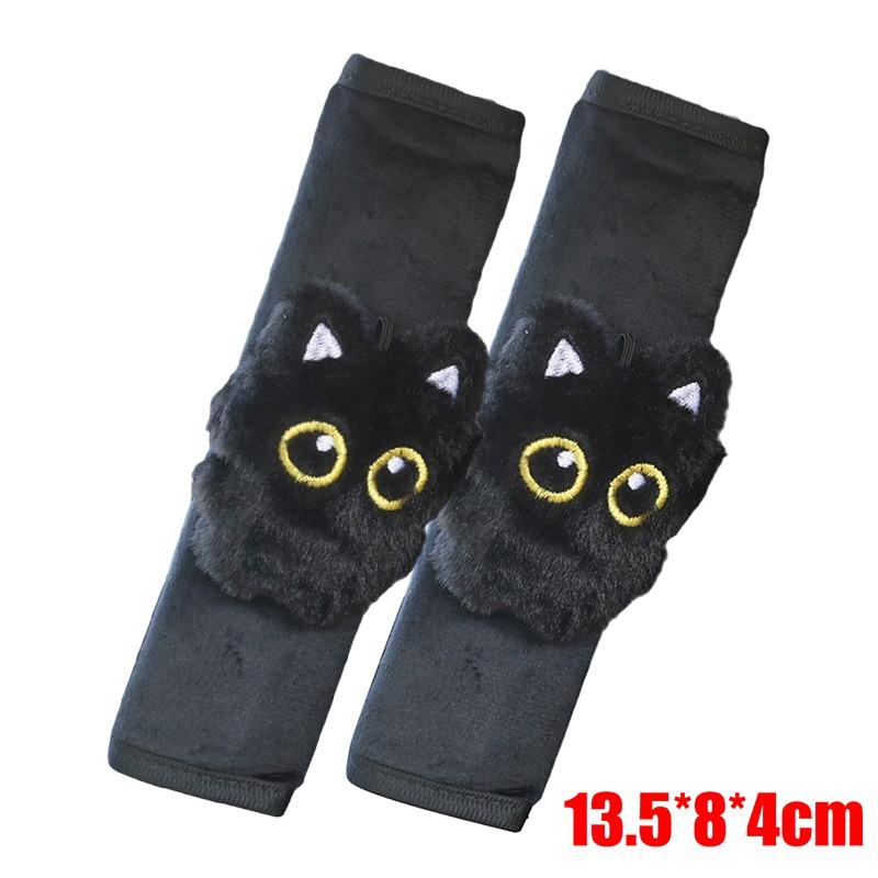 1-2PCS General Car Shoulder Seat Belt Protector Cute Black Cat Seat Belt Protective Cover Auto Interior Decor Accessories