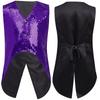 Boys Sparkly Sequin Vest Asymmetrical Hem Sleeveless Design for Parties Stage Events