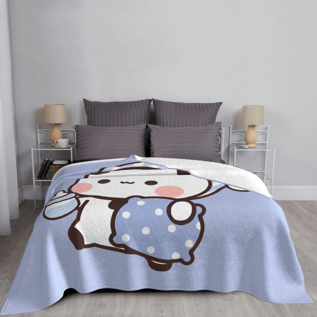 Bubu Dudu Going To Sleep Blanket Flannel All Season Panda and Bear Portable Soft Throw Blanket for Bedding Bedroom Quilt