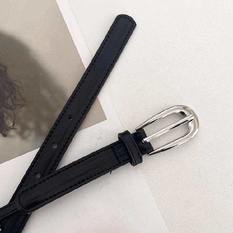 Female Belt Decorative Thin Waist Belt Black Leathers Belts for Dress Jeans