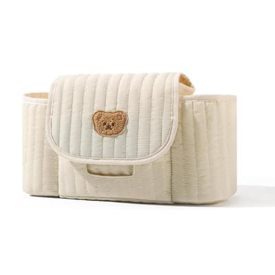 MAQKON Stroller Bag, Diaper Bag, Diaper Pouch, with Bottle Holder, Large Capacity Storage Bag (Beige)