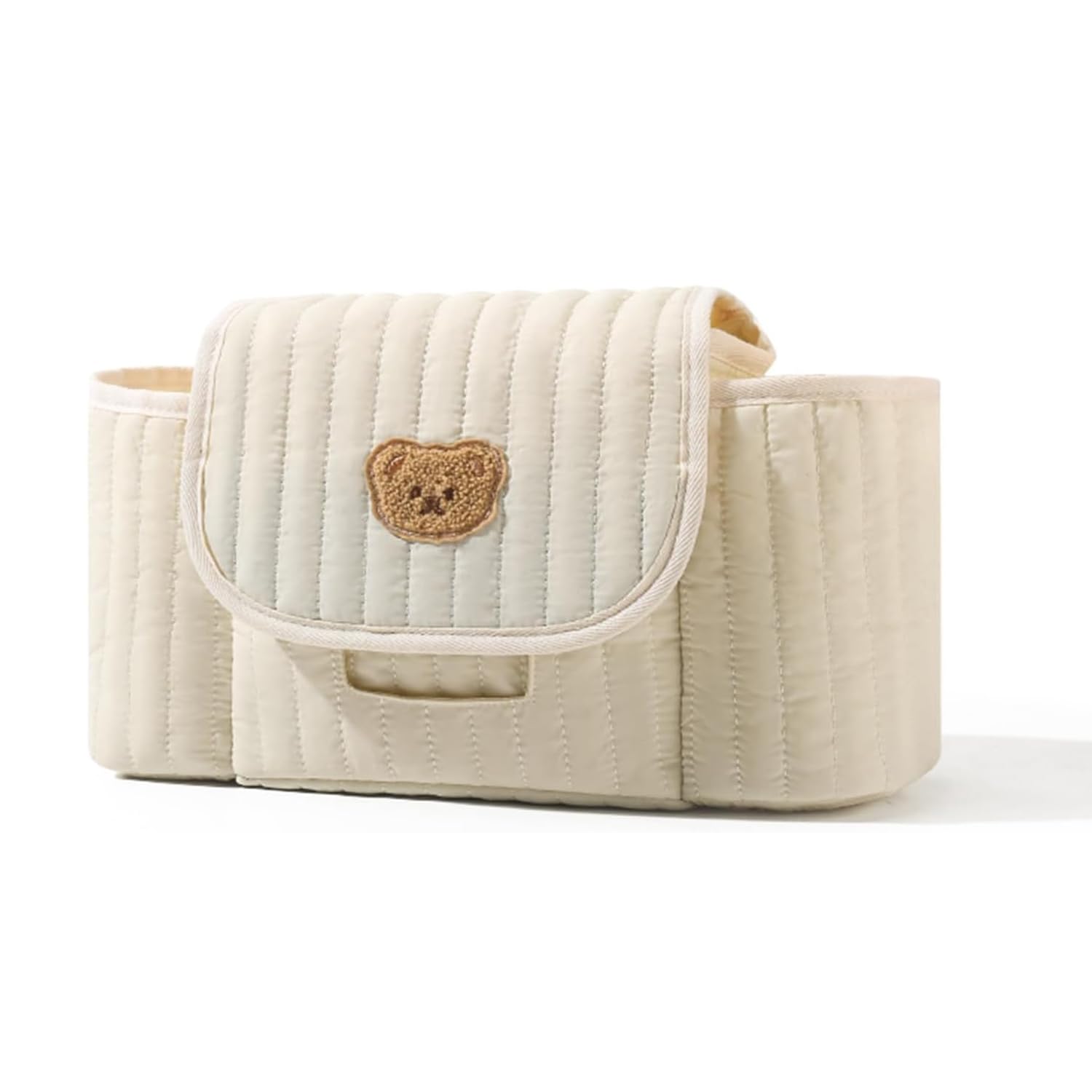 

MAQKON Stroller Bag, Diaper Bag, Diaper Pouch, with Bottle Holder, Large Capacity Storage Bag (Beige)