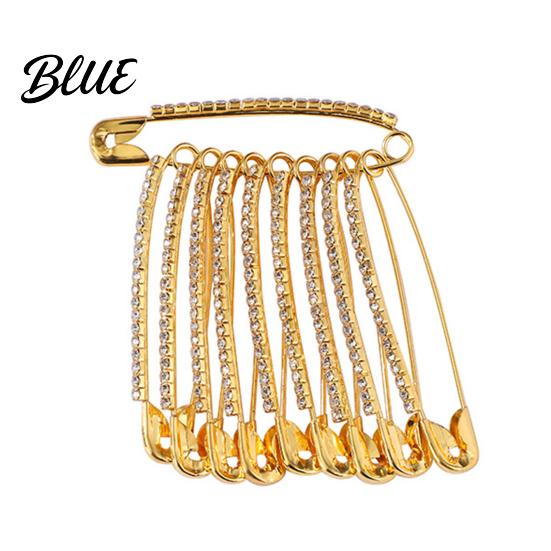 Shiny Rhinestone Embellishment Safety Pins Pants Waist Shawl Brooches Clothes