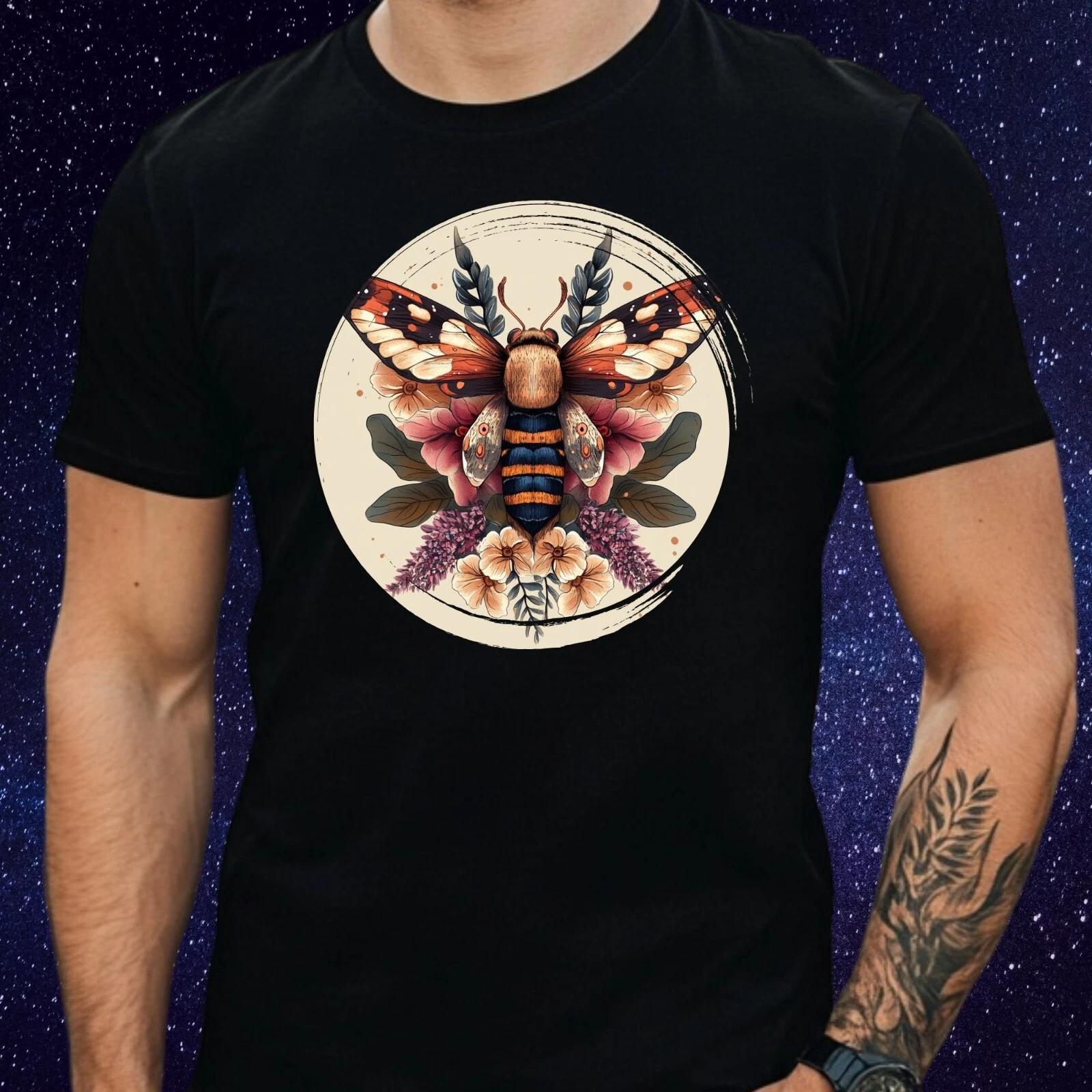 T-Shirt Herren Motte mit Blume Motiv Baumwolle Größe S bis 5XL XL