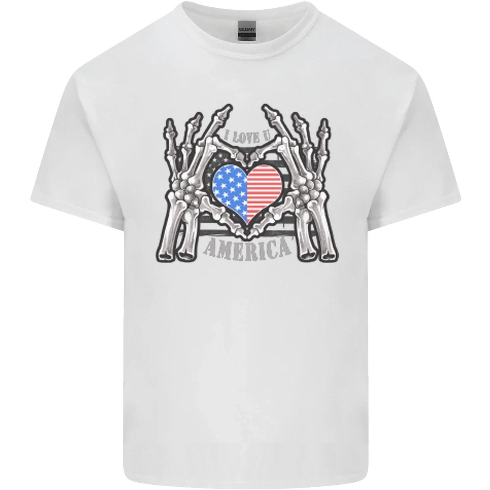 I Love You America 4th of July USA Flag Kids T-Shirt Childrens 4XL