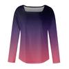 Damen T-Shirt mit Rundhalsausschnitt, modischer Taille und Farbverlauf-Print, langärmelig