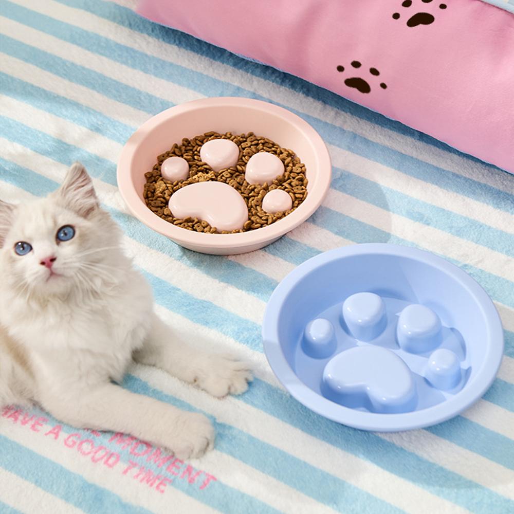 Cat Slow Feeder Bowl Set - Pastel Series Cat Plate for Dry and Wet Food - Slow Feeding Bowls Whisker Friendly - Dishwasher Safe