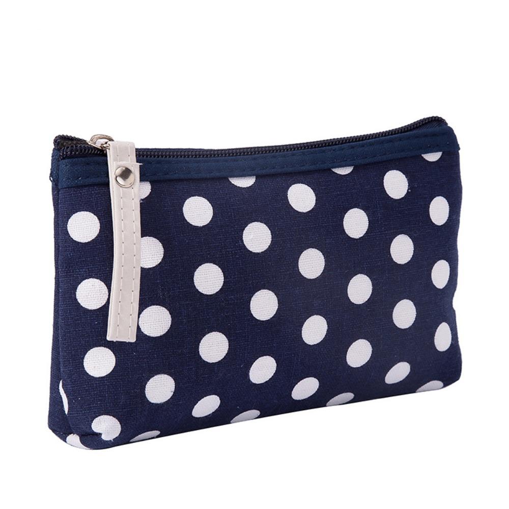 Korean Style Canvas Dot Makeup Bag Portable Skincare Storage Cosmetic Bag Simple Travel Storage Bag Daily Storage