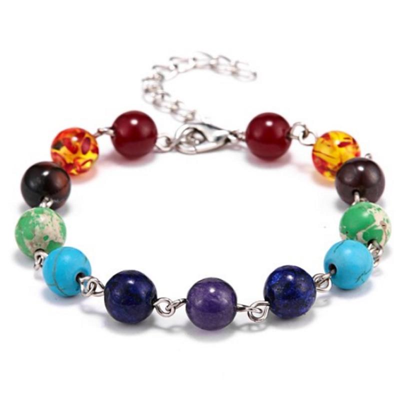 1pcs Bracelet For Men And Women Volcanic Stone Hand Beaded Colored Stone Stretch Hand Zircon