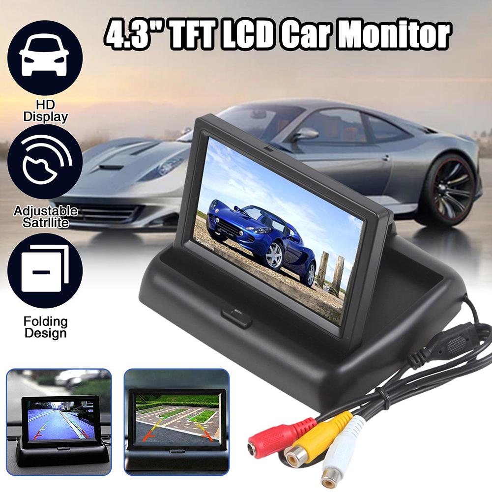 Foldable Rearview Reverse Parking Monitor 4.3 Inch TFT LCD Screen HD Car Parking Display 2-channel Video Input Auto Accessories