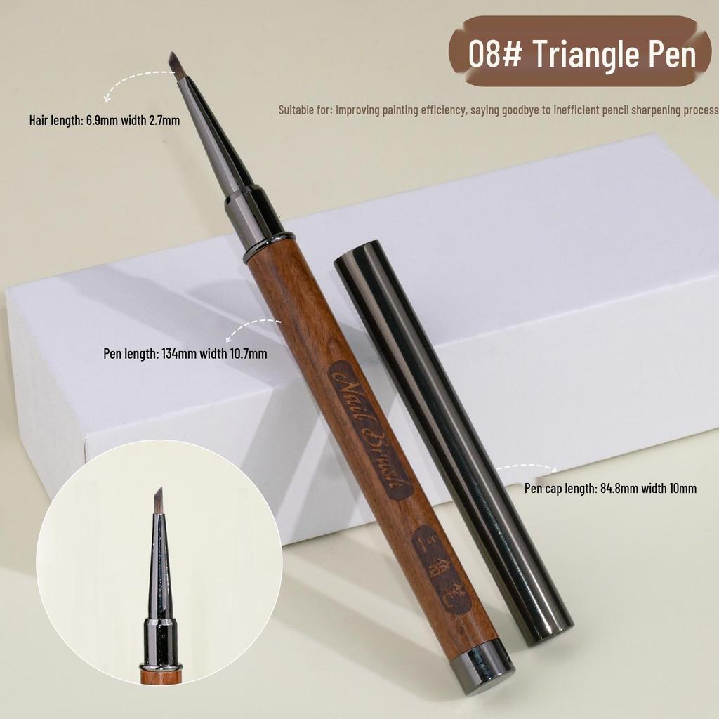 Sandalwood Nail Art Gel Pen Set: Round & Flat Tips for Painting, Drawing, and French Designs